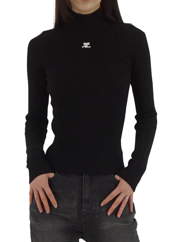 Mockneck Rib Knit Top Black - COURREGES - BALAAN 2