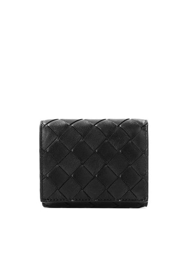 Intrecciato Trifold Half Wallet Black - BOTTEGA VENETA - BALAAN 1