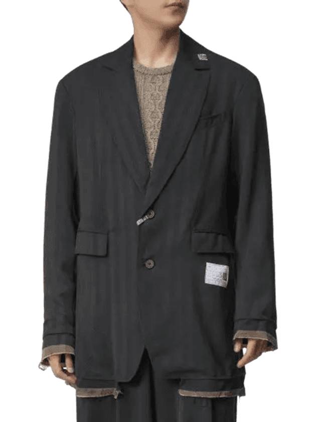 Wide Herringbone Jacket Black - MAISON MIHARA YASUHIRO - BALAAN 1