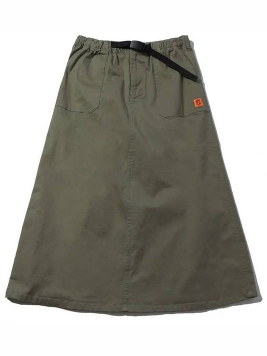 women's belted long A-line skirt khaki - OFFGRID - BALAAN 1