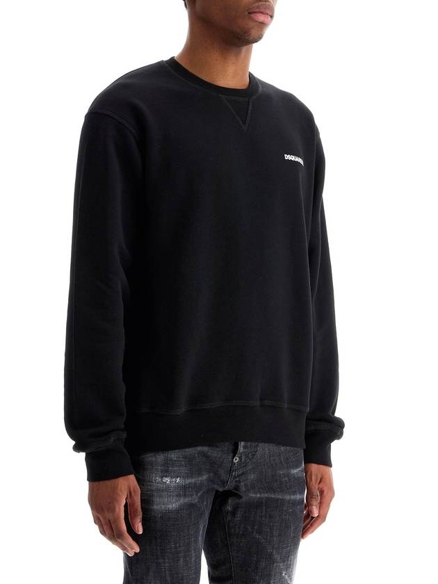 black cotton crewneck sweatshirt with embroidered logo - DSQUARED2 - BALAAN 2