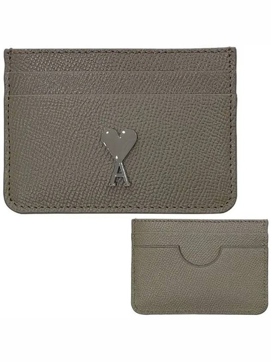 Heart Logo Card Holder Taupe - AMI - BALAAN 2