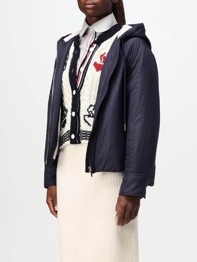 Ultra Light Nylon Tech Down Hooded Zip Up Blue - THOM BROWNE - BALAAN 5