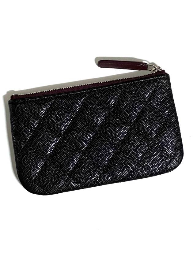 Classic Mini Pouch Grained Calfskin Silver Black - CHANEL - BALAAN 5