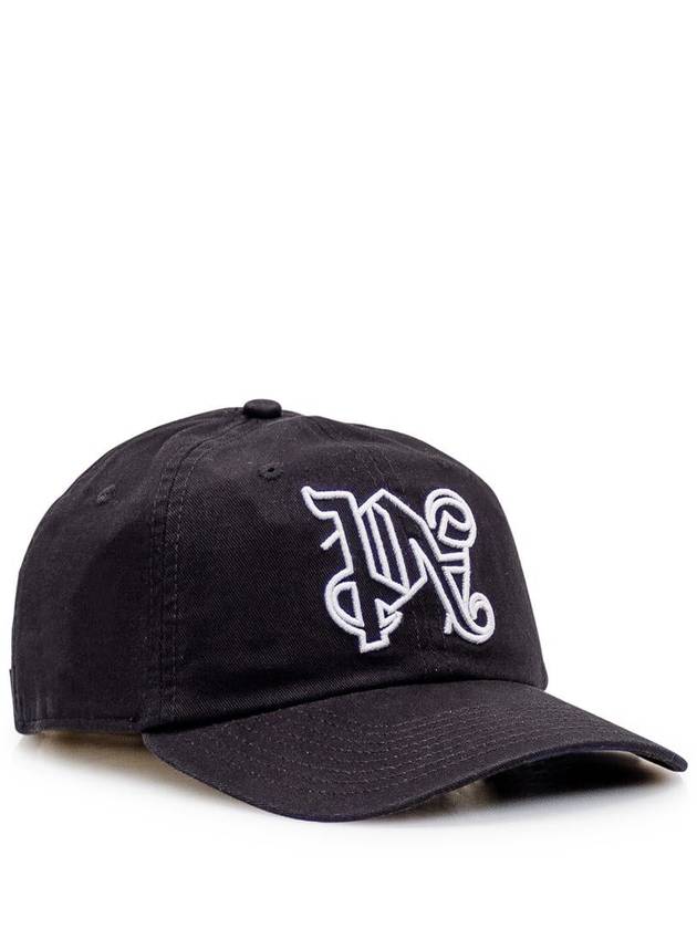 Embroidered Monogram Base Ball Cap Black - PALM ANGELS - BALAAN 3