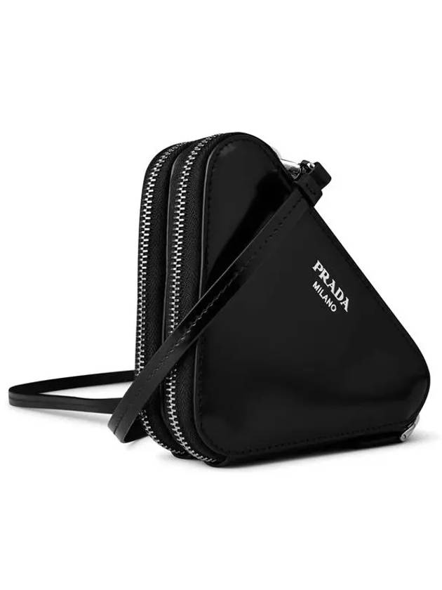 Brushed Leather Chain Mini  Shoulder Bag Black - PRADA - BALAAN 3