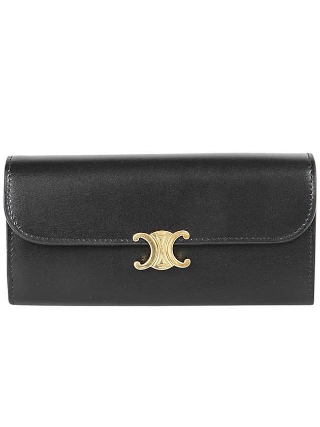 Triomphe Large Wallet in Shiny Calfskin Black - CELINE - BALAAN 1