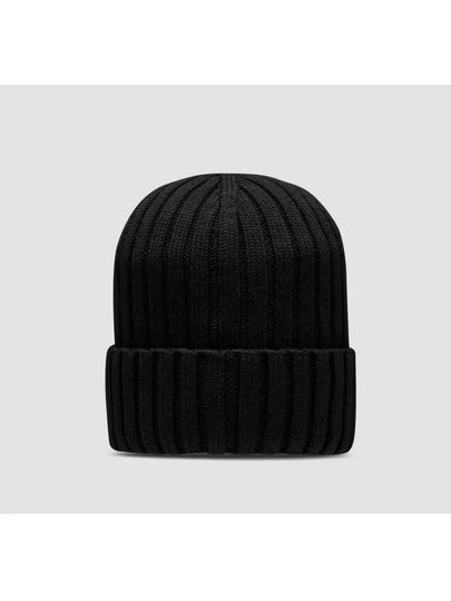 3B00036 A9327 999 Logo Patch Black Wool Beanie - MONCLER - BALAAN 2