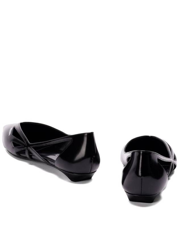 Cut out Brushed Leather Ballerina Black - PRADA - BALAAN 6