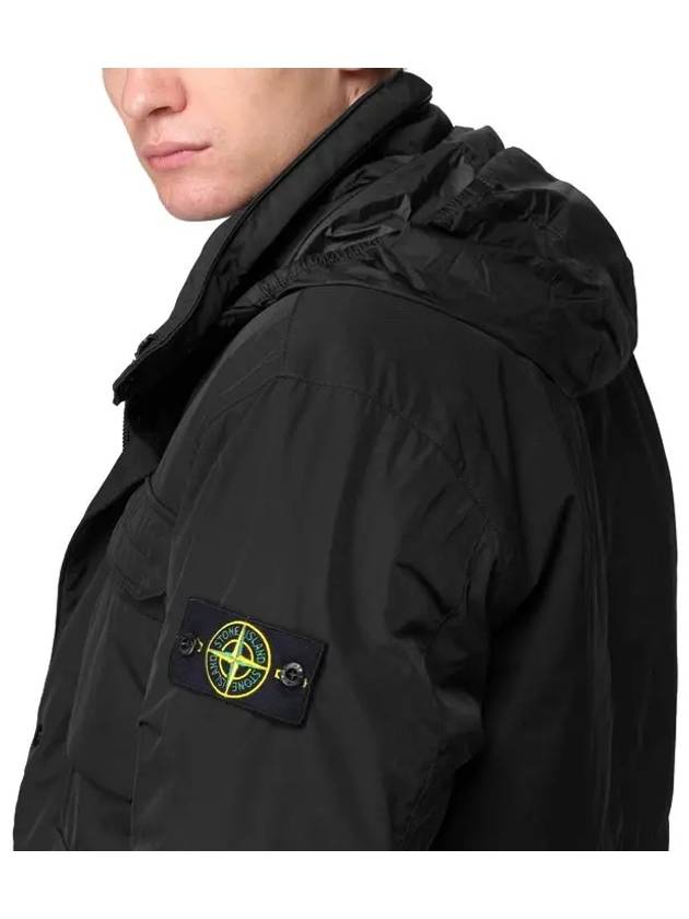 Polyester Micro Twill Zip Up Jacket Black - STONE ISLAND - BALAAN 6