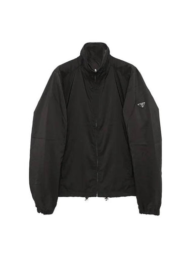 triangle logo reversible zip-up jacket black - PRADA - BALAAN 1