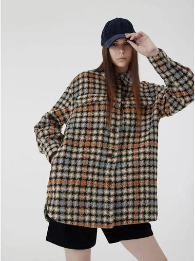 middle length shirt coat orange check - VOYONN - BALAAN 1