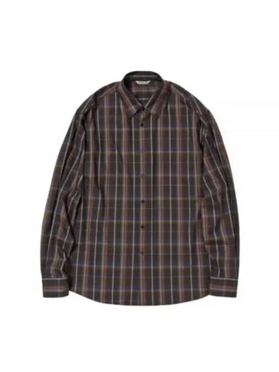 24 SUPER LIGHT WOOL CHECK SHIRT DARK BROWN A24SS01LC Rise - AURALEE - BALAAN 1