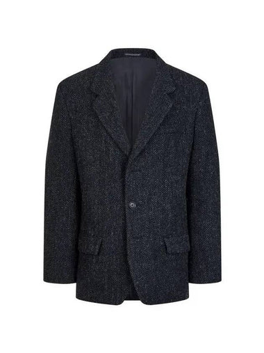 Yohji Yamamoto HOMME Hairy Herringbone Single Jacket Charcoal - YOHJI YAMAMOTO - BALAAN 1