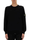 Crewneck Soft Cotton Knit Top Black - STONE ISLAND - BALAAN 3