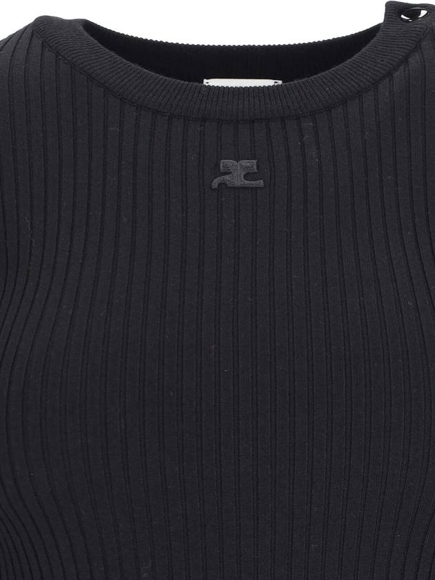 Shoulder Snap Rib Knit Top Black - COURREGES - BALAAN 5