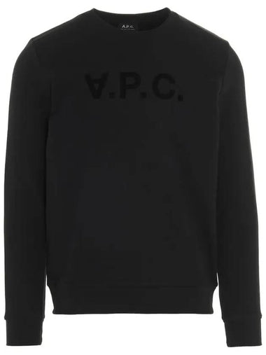 Men's VPC Logo Print Crew Neck Sweatshirt Black - A.P.C. - BALAAN 1