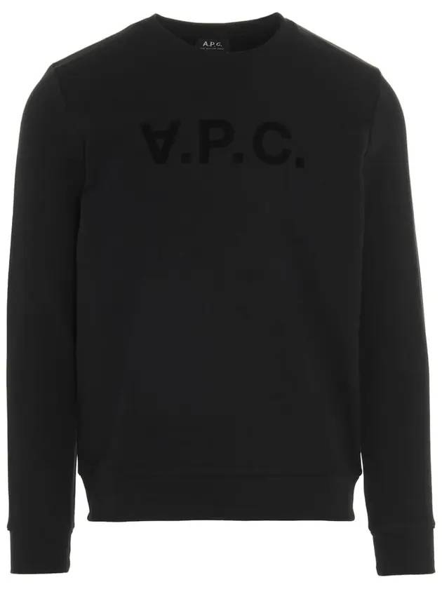 Men's VPC Logo Print Crew Neck Sweatshirt Black - A.P.C. - BALAAN 1