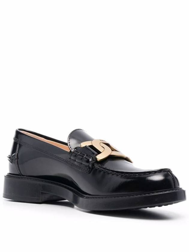 Brushed Leather Chain Loafers Black - TOD'S - BALAAN 4