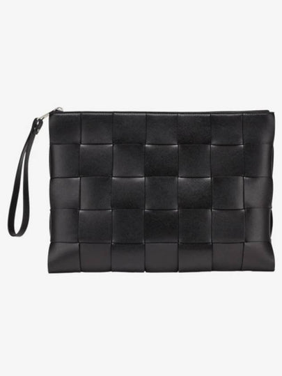 Intrecciato Weaving Strap Clutch Bag Black - BOTTEGA VENETA - BALAAN 2