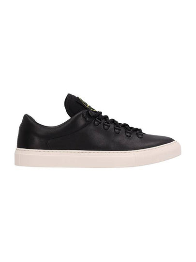 S0101 Logo Lace-Up Leather Low Top Sneakers Black - STONE ISLAND - BALAAN 2