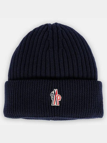 Grenoble logo wool beanie navy 3B00009 M1131 778 - MONCLER - BALAAN 1