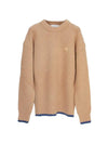 Men's MK Patch Oversized Alpaca Wool Knit Top Beige - MAISON KITSUNE - BALAAN 1