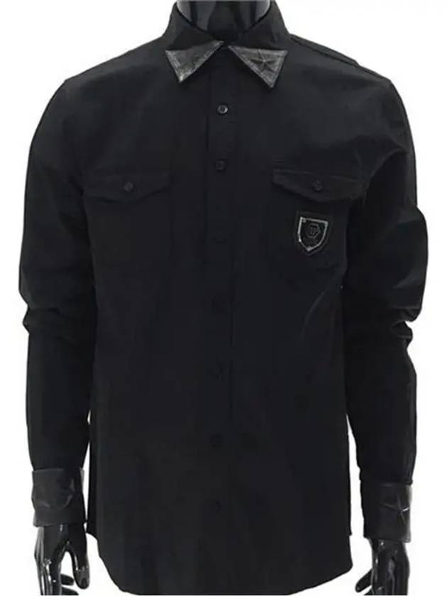 Men's Lambskin Star Point Casual Shirt Black HM335270 02BC - PHILIPP PLEIN - BALAAN 1