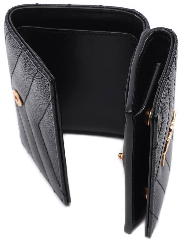 Monogram Quilted Mini Half Wallet Black - SAINT LAURENT - BALAAN 7