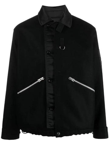 Melton Wool Blouson Jacket Black - SACAI - BALAAN 1