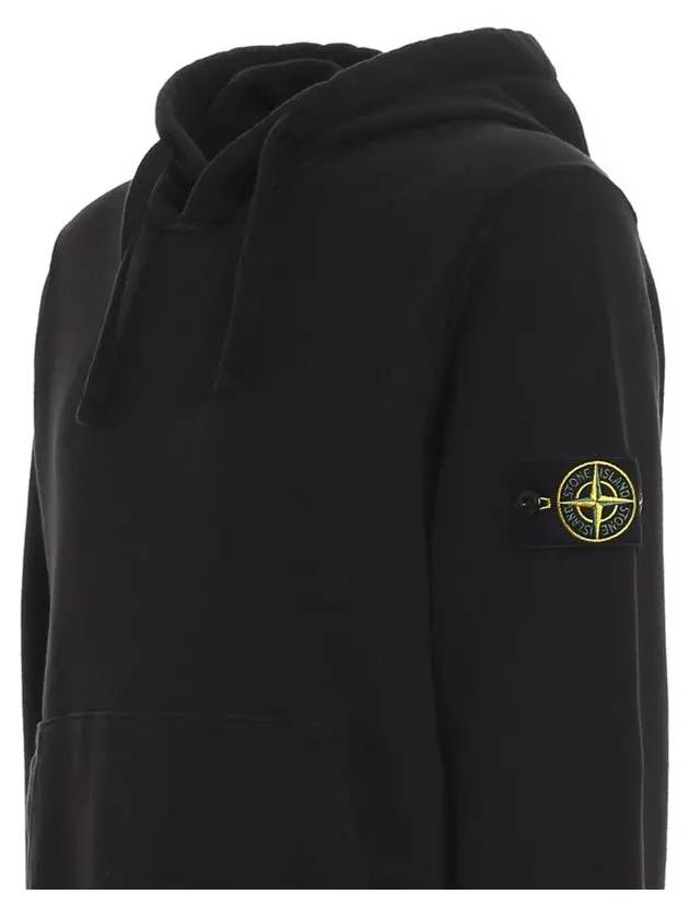 Wappen Patch Cotton Fleece Hoodie Black - STONE ISLAND - BALAAN 5