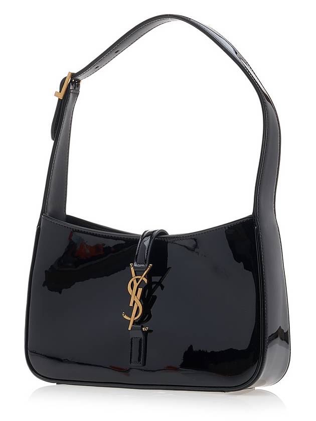 Le 5A 7 Shiny Leather Hobo Shoulder Bag Black - SAINT LAURENT - BALAAN 3