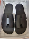 Men s Izmir Sandals Black Leather Slippers H231913ZH - HERMES - BALAAN 1