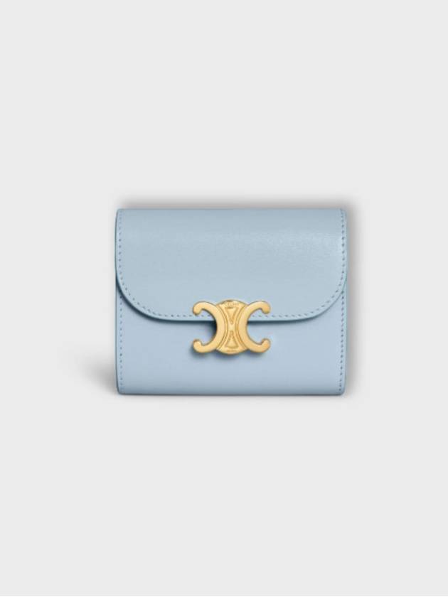 Shiny Triomphe Small Calfskin Half Wallet Light Blue - CELINE - BALAAN 2