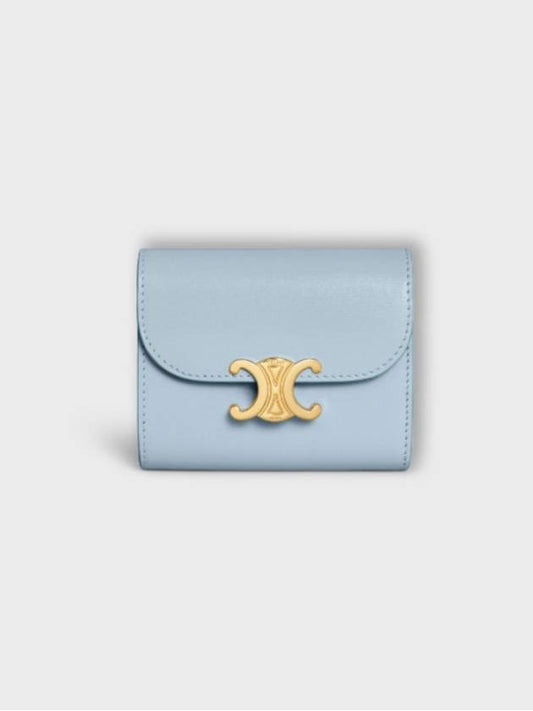 Shiny Triomphe Small Calfskin Half Wallet Light Blue - CELINE - BALAAN 2