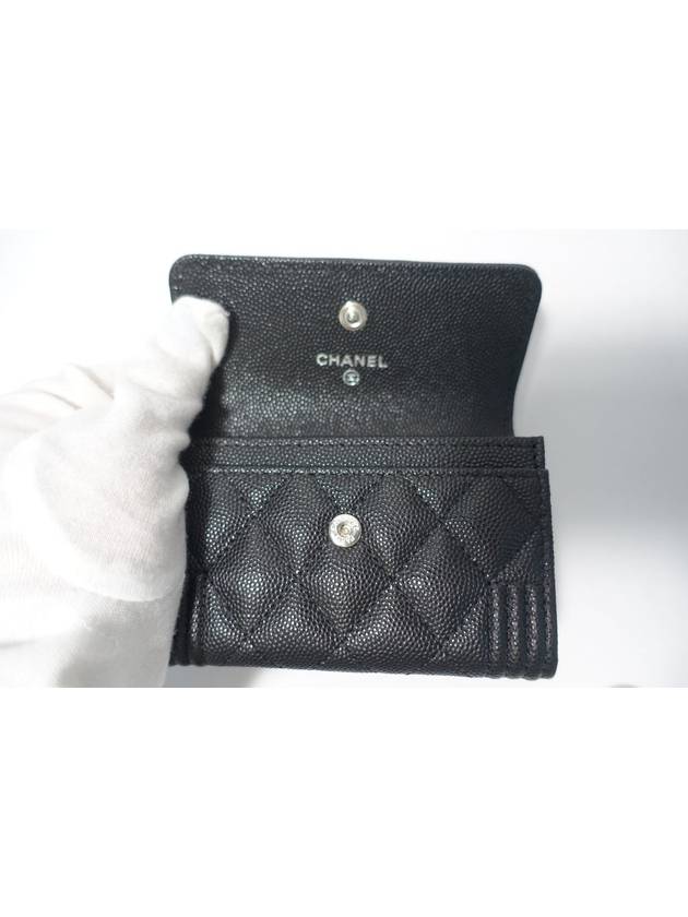 Boy  Flap Card Holder Grained Calfskin Ruthenium Black - CHANEL - BALAAN 5