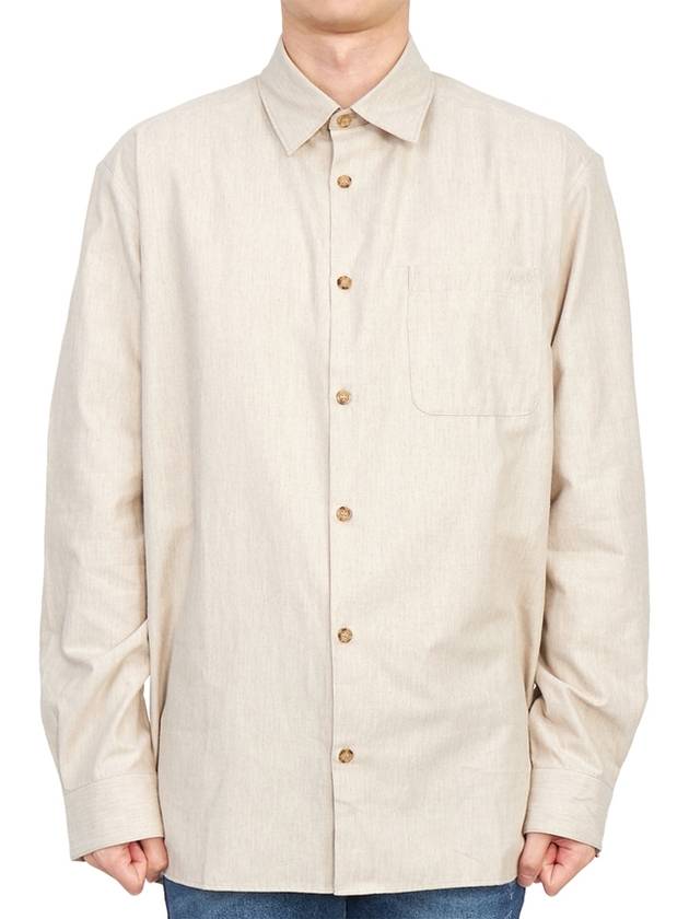 Malo Logo Cotton Long Sleeve Shirt Beige - A.P.C. - BALAAN 4