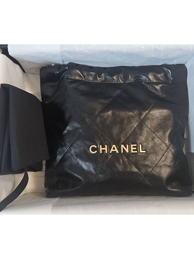 22 Small Shiny Calfskin Bucket Bag Black - CHANEL - BALAAN 2