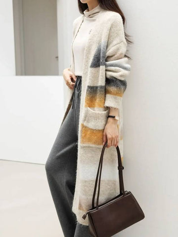 Trimu wool color long knit cardigan - MONO AT.D - BALAAN 1