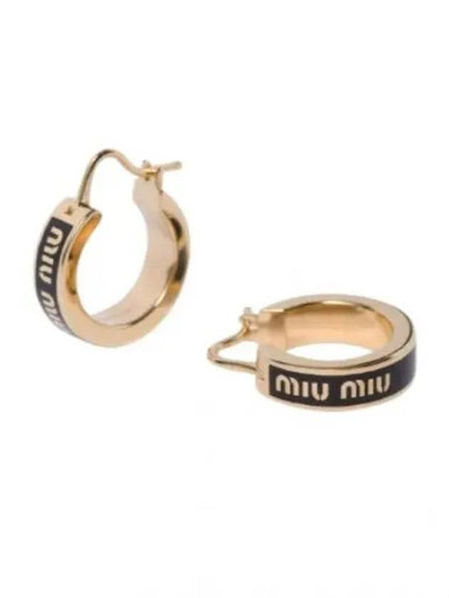 Logo Enameled Metal Earrings  Black - MIU MIU - BALAAN 2