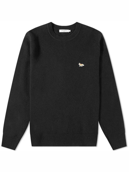 Baby Fox Patch Cozy Round Neck Knit Top Black - MAISON KITSUNE - BALAAN 2