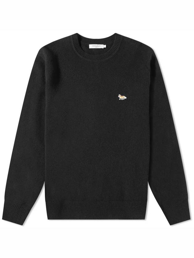 Baby Fox Patch Cozy Round Neck Knit Top Black - MAISON KITSUNE - BALAAN 2