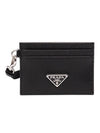 Triangle Logo Saffiano Leather Card Wallet Black - PRADA - BALAAN 1