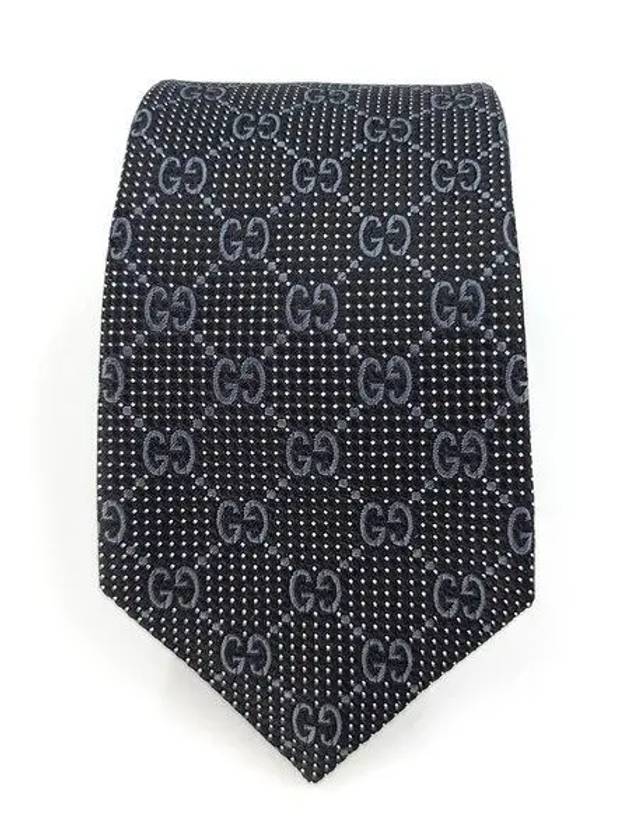 Men's GG Dot Pattern Silk Necktie Black - GUCCI - BALAAN 2