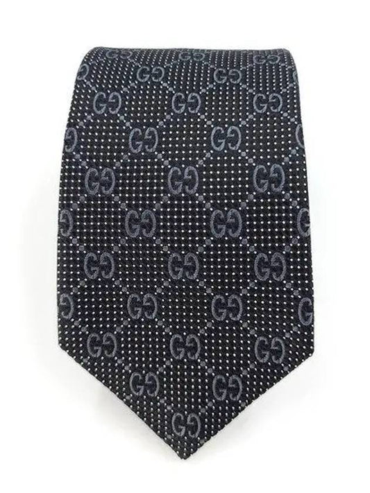 Men's GG Dot Pattern Silk Necktie Black - GUCCI - BALAAN 2