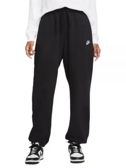 Club Fleece Mid-Rise Oversized Track Pants Black - NIKE - BALAAN 2