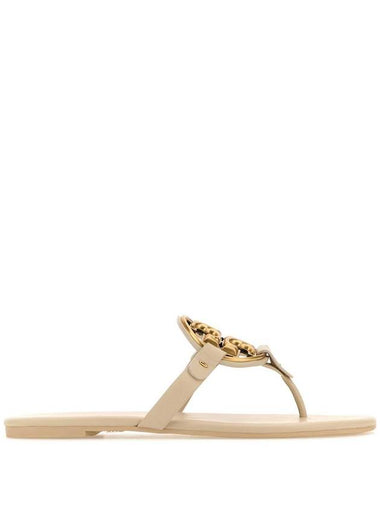 Women's Metal Miller Soft Flip Flops White - TORY BURCH - BALAAN 1