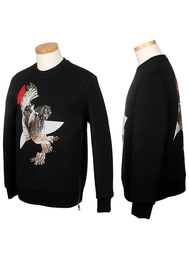 Neoprene Eagle Print Sweatshirt Black - NEIL BARRETT - BALAAN 1