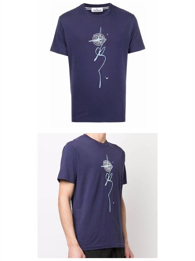 Ink One Printing Short Sleeve T-Shirt Blue - STONE ISLAND - BALAAN 5