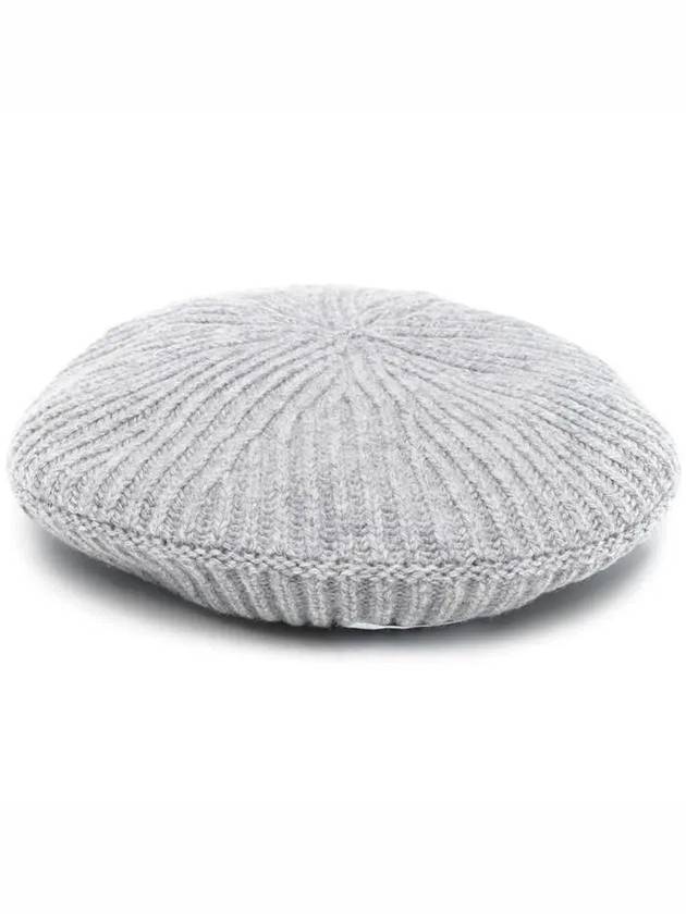 Logo Rib Edge Wool Beret Paloma Melange - GANNI - BALAAN 4